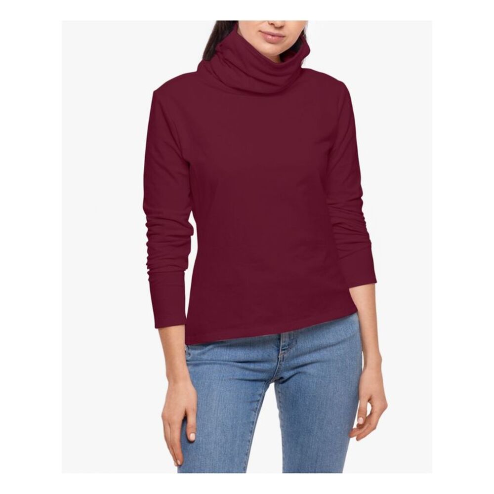 BAM BY BETSY & ADAM Womens Burgundy Long Sleeve Turtle Neck Top XS